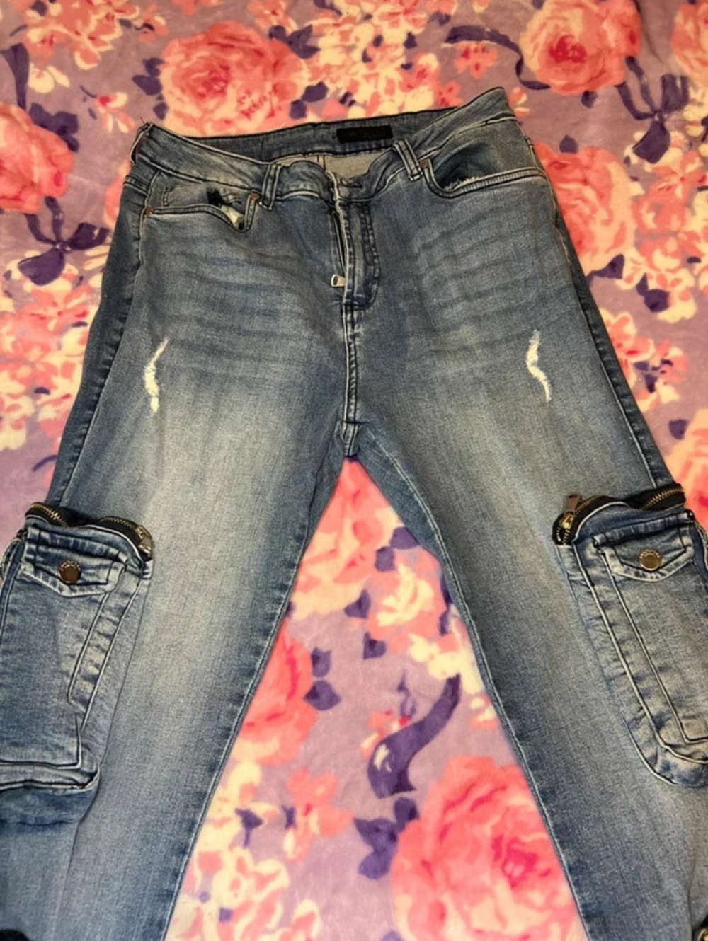 Rockstar Original Medium Wash Super Stacked Cargo Jeans XL